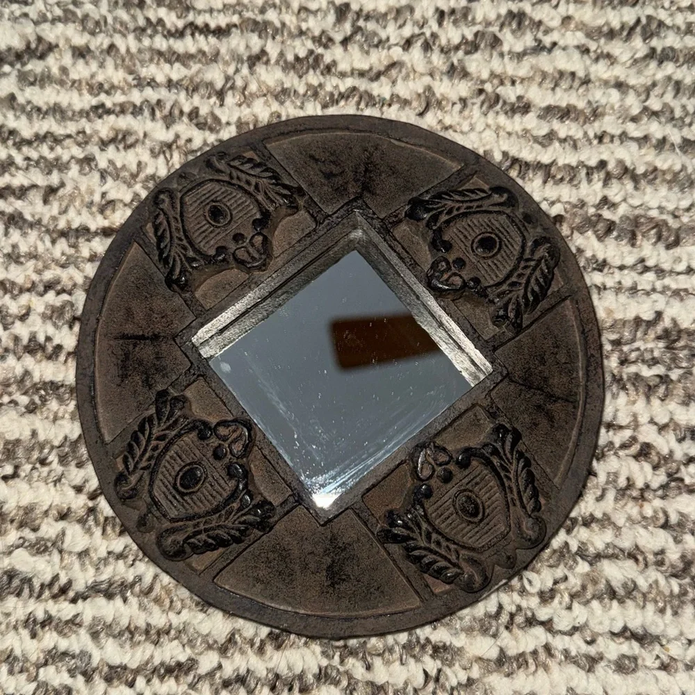 Vintage Round Accent Mirror Small Space Decor